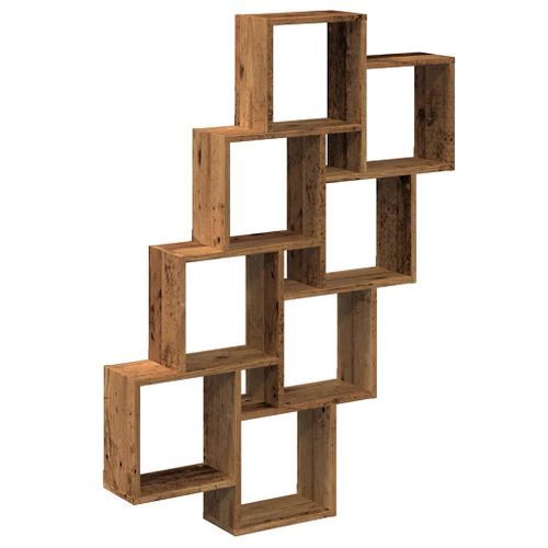 Étagère murale en forme de cube vieux bois 90x15x119,5 cm - Photo n°2; ?>