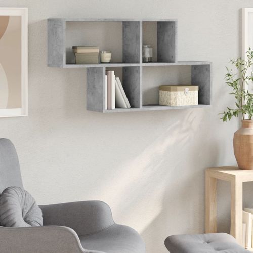 Étagère murale gris béton 100x20x53 cm bois d'ingénierie - Photo n°3; ?>