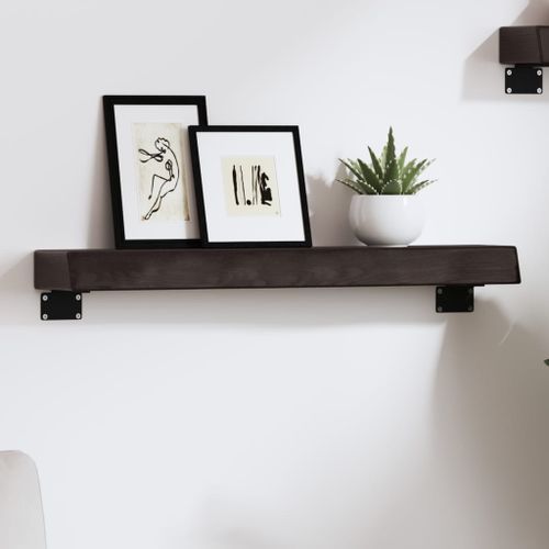 Étagère murale marron foncé 60x10x6 cm bois chêne massif traité - Photo n°2; ?>