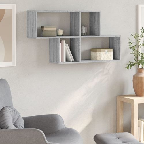 Étagère murale sonoma gris 100x20x53 cm bois d'ingénierie - Photo n°3; ?>