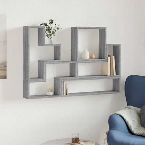 Étagère murale sonoma gris 96x12x64 cm bois d'ingénierie - Photo n°3; ?>