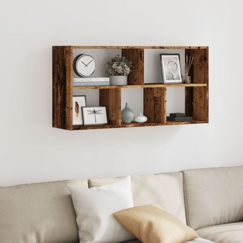 Étagère murale vieux bois 100x25x50 cm bois d'ingénierie - Photo n°3; ?>