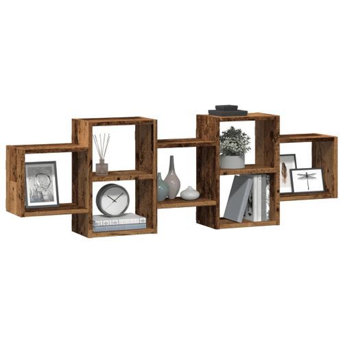 Étagère murale vieux bois 129x18x42 cm bois d'ingénierie - Photo n°3; ?>