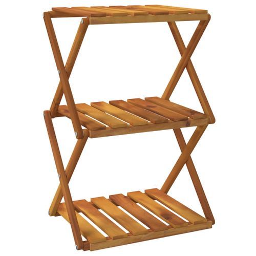 Étagère pliable à 3 niveaux Marron 43x31x63 cm Bois d'acacia - Photo n°2; ?>