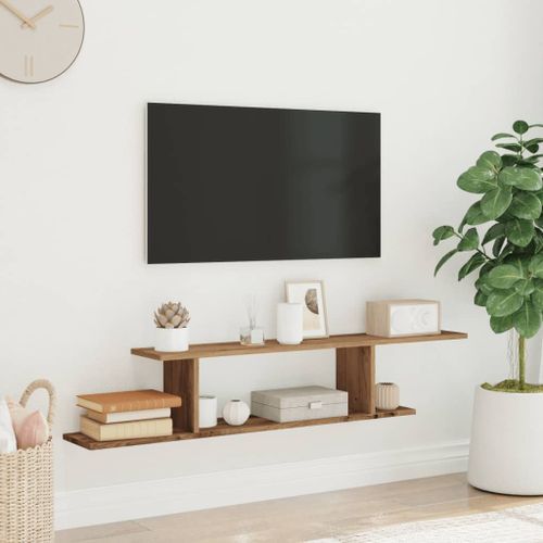 Étagère TV murale chêne artisanal 125x18x23cm bois d'ingénierie - Photo n°3; ?>