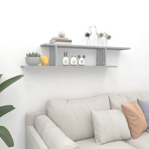 Étagère TV murale Sonoma gris 125x18x23 cm Bois d'ingénierie - Photo n°3; ?>