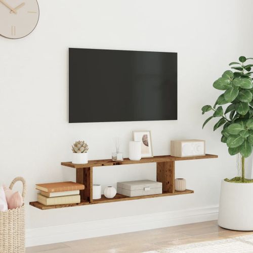 Étagère TV murale vieux bois 125x18x23 cm bois d'ingénierie - Photo n°3; ?>