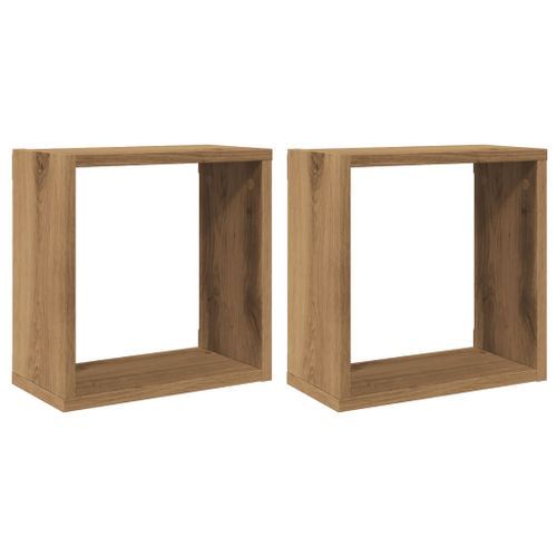 Étagères cube murales 2 pcs chêne artisanal bois ingénierie - Photo n°2; ?>