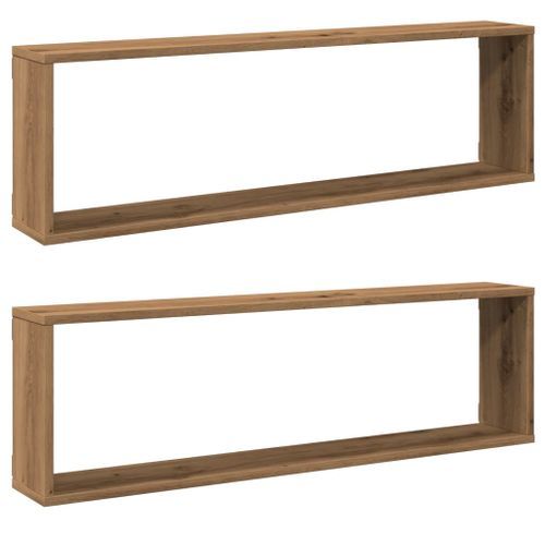 Étagères cube murales 2 pcs chêne artisanal bois ingénierie - Photo n°2; ?>