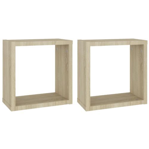 Étagères cube murales 2 pcs Chêne sonoma 30x15x30 cm - Photo n°2; ?>