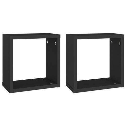 Étagères cube murales 2 pcs Noir 30x15x30 cm - Photo n°2; ?>