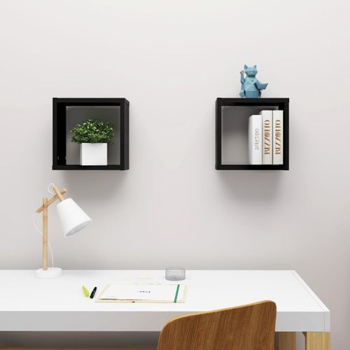 Étagères cube murales 2 pcs Noir 30x15x30 cm - Photo n°3; ?>