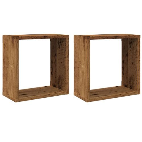 Étagères cube murales 2 pcs vieux bois 30x15x30 cm - Photo n°2; ?>