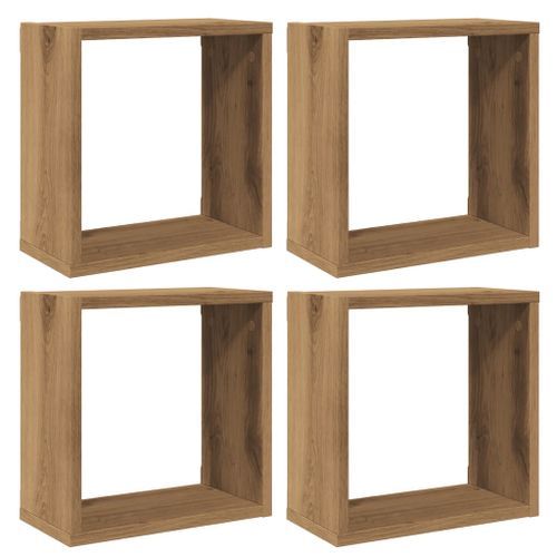 Étagères cube murales 4 pcs chêne artisanal bois d'ingénierie - Photo n°2; ?>