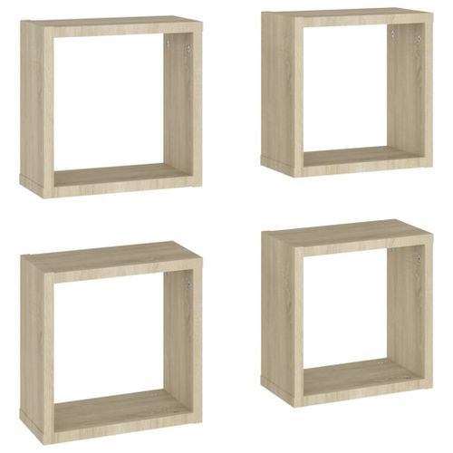 Étagères cube murales 4 pcs Chêne sonoma 30x15x30 cm - Photo n°2; ?>