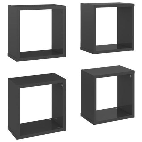 Étagères cube murales 4 pcs Gris brillant 26x15x26 cm - Photo n°2; ?>