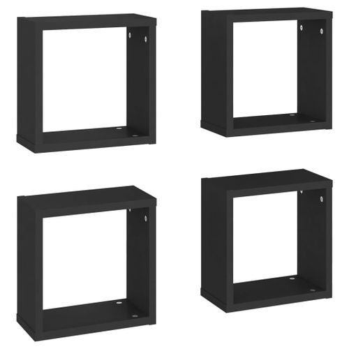 Étagères cube murales 4 pcs Noir 30x15x30 cm - Photo n°2; ?>