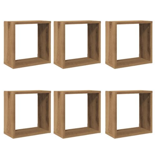 Étagères cube murales 6 pcs chêne artisanal bois d'ingénierie - Photo n°2; ?>