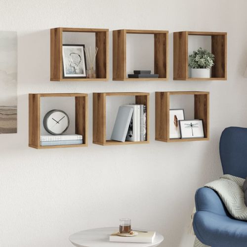 Étagères cube murales 6 pcs chêne artisanal bois d'ingénierie - Photo n°3; ?>