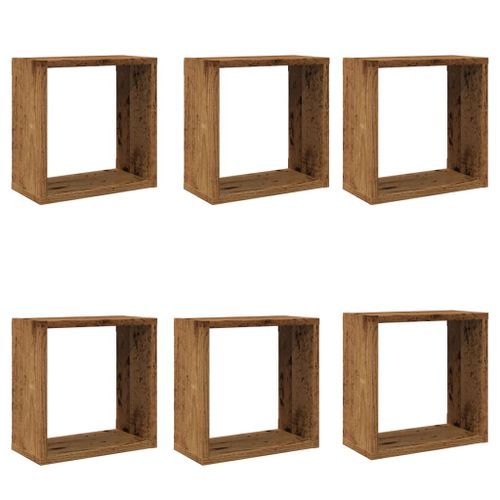 Étagères cube murales 6 pcs vieux bois 30x15x30 cm - Photo n°2; ?>