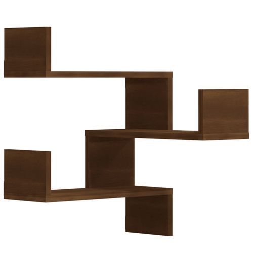 Étagères d'angle murales 2 pcs Chêne marron 40x40x50 cm Bois - Photo n°2; ?>