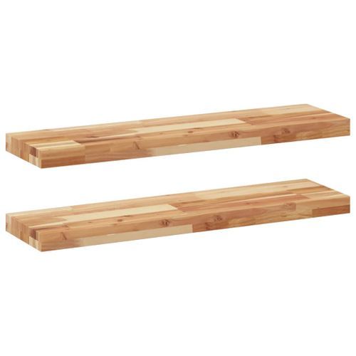 Étagères flottantes 2 pcs 100x20x4 cm acacia massif à l'huile - Photo n°2; ?>