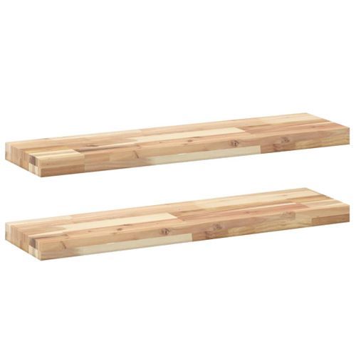 Étagères flottantes 2 pcs 100x20x4 cm acacia massif non traité - Photo n°2; ?>