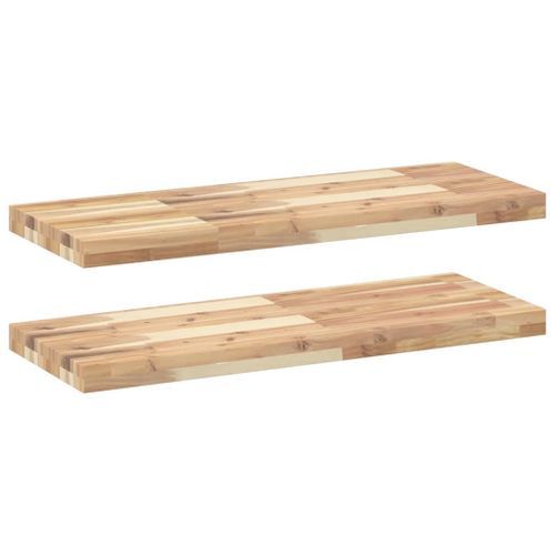 Étagères flottantes 2 pcs 100x30x4 cm acacia massif non traité - Photo n°2; ?>