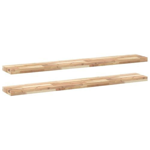 Étagères flottantes 2 pcs 120x20x4 cm acacia massif non traité - Photo n°2; ?>