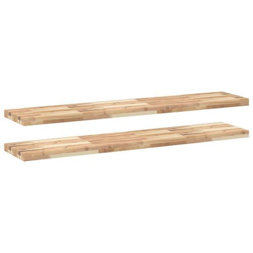 Étagères flottantes 2 pcs 120x30x4 cm acacia massif non traité - Photo n°2; ?>