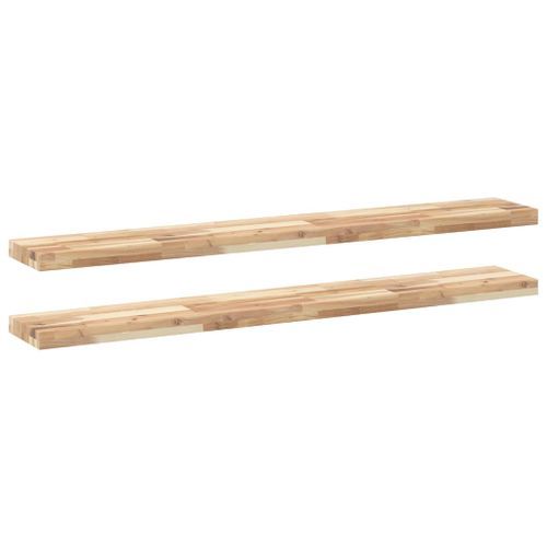 Étagères flottantes 2 pcs 140x20x4 cm acacia massif non traité - Photo n°2; ?>