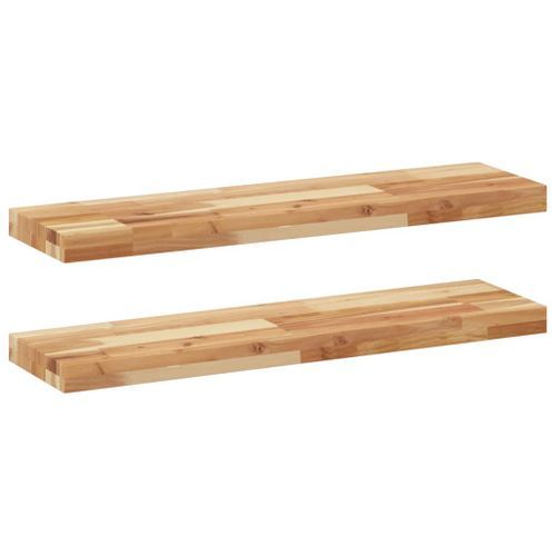 Étagères flottantes 2 pcs 80x20x4 cm acacia massif à l'huile - Photo n°2; ?>