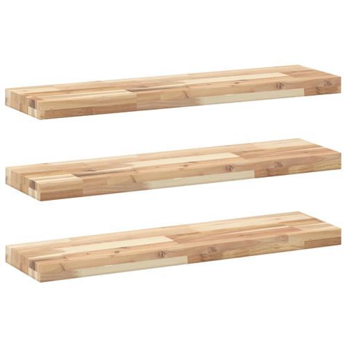 Étagères flottantes 3 pcs 100x20x4 cm acacia massif non traité - Photo n°2; ?>