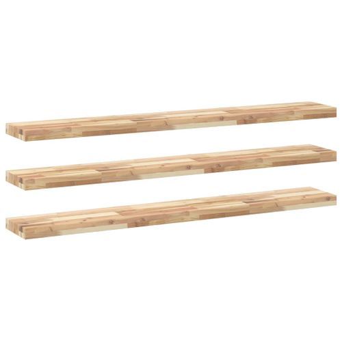 Étagères flottantes 3 pcs 120x20x4 cm acacia massif non traité - Photo n°2; ?>