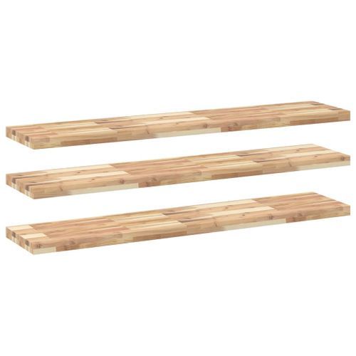 Étagères flottantes 3 pcs 120x30x4 cm acacia massif non traité - Photo n°2; ?>