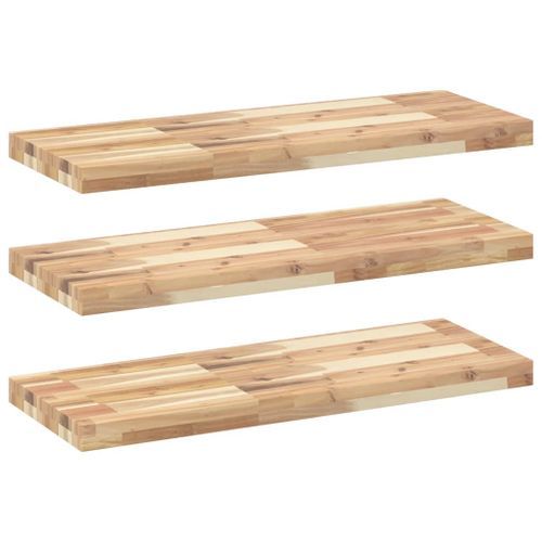 Étagères flottantes 3 pcs 80x30x4 cm acacia massif non traité - Photo n°2; ?>