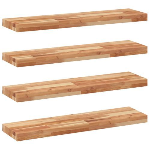 Étagères flottantes 4 pcs 100x20x4 cm acacia massif à l'huile - Photo n°2; ?>