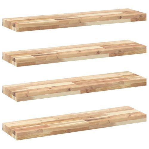 Étagères flottantes 4 pcs 100x20x4 cm acacia massif non traité - Photo n°2; ?>