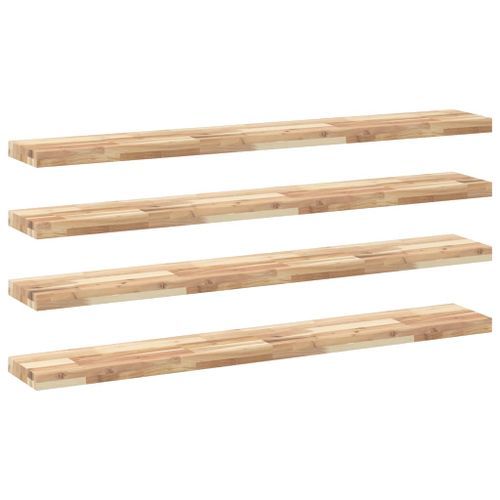 Étagères flottantes 4 pcs 140x20x4 cm acacia massif non traité - Photo n°2; ?>