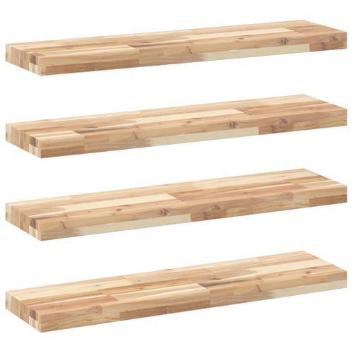 Étagères flottantes 4 pcs 80x20x4 cm acacia massif non traité - Photo n°2; ?>