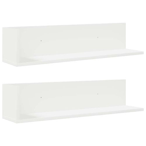 Étagères murales 2 pcs blanc 75x16,5x16,5 cm bois d'ingénierie - Photo n°2; ?>