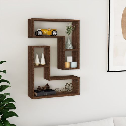 Étagères murales 2 pcs Chêne marron 50x15x50 cm Bois ingénierie - Photo n°3; ?>