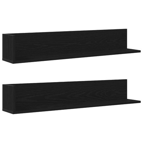 Étagères murales 2 pcs noir 100x16,5x16,5 cm bois d'ingénierie - Photo n°2; ?>