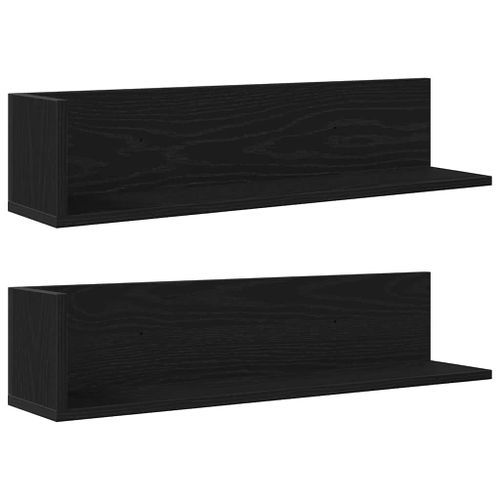 Étagères murales 2 pcs noir 75x16,5x16,5 cm bois d'ingénierie - Photo n°2; ?>