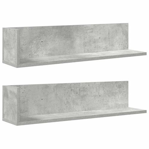 Étagères murales 2pcs gris béton 75x16,5x16,5cm bois ingénierie - Photo n°2; ?>