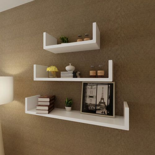 Étagères murales 3 pcs Forme de U MDF Blanc - Photo n°2; ?>