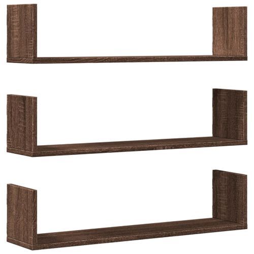 Étagères murales 3pcs chêne marron 80x18x18cm bois d'ingénierie - Photo n°2; ?>