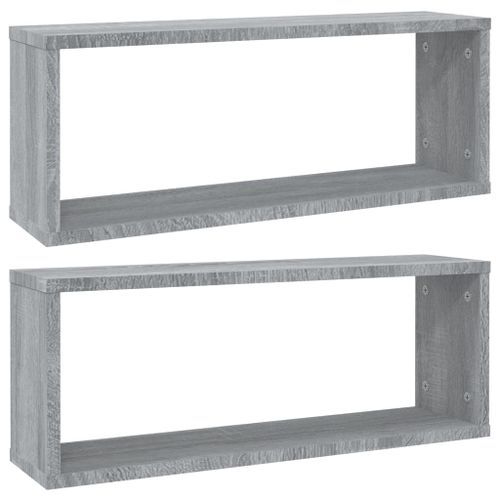 Étagères murales cube 2 pcs Sonoma gris 60x15x23 cm Bois - Photo n°2; ?>