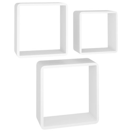 Étagères murales sous forme de cube 3 pcs Blanc MDF 2 - Photo n°3; ?>