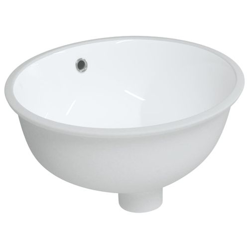 Évier de salle de bain blanc 37x31x17,5 cm ovale céramique - Photo n°2; ?>